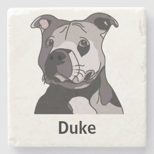 Porta-copo De Pedra Resgate do Retrato do Pit Bull Terrier American Bu