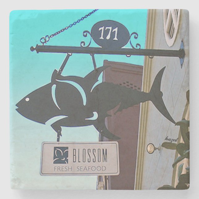 Porta-copo De Pedra Restaurante Blossom Charleston, SC. (Frente)