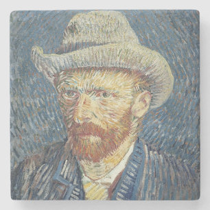 Porta-copo De Pedra Retrato de auto de Vincent van Gogh   com chapéu