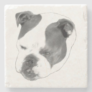 Porta-copo De Pedra Retrato de bulldog ousado em alto contraste