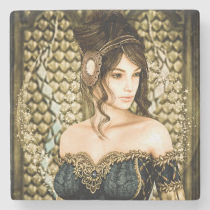 Porta-copo De Pedra Retrato de Princesa de Conto de Fadas Encantado