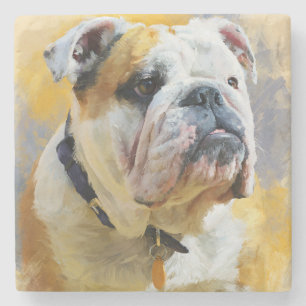 Porta-copo De Pedra Retrato do Bulldog Inglês