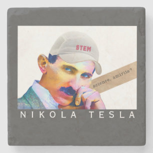 Porta-copo De Pedra Retrato engraçado de Tesla