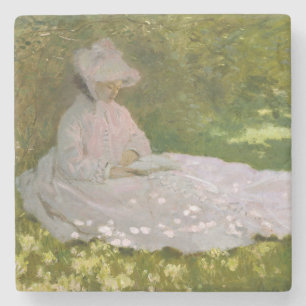 Porta-copo De Pedra Retrato Impressionista de Primavera, Claude Monet