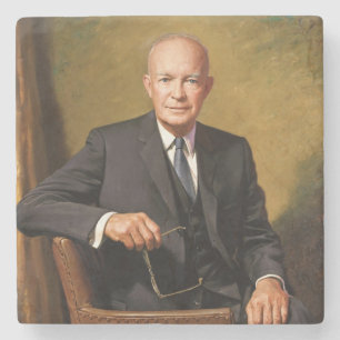 Porta-copo De Pedra Retrato oficial do presidente Dwight Eisenhower na