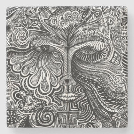 Porta-copo De Pedra Retrato preto e branco da linha tripla