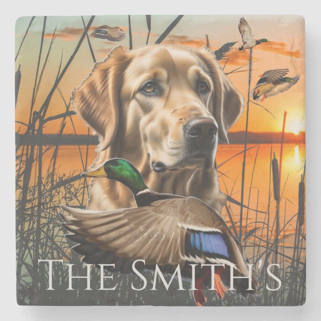 Porta-copo De Pedra Retriever de ouro Personalizado (Frente)