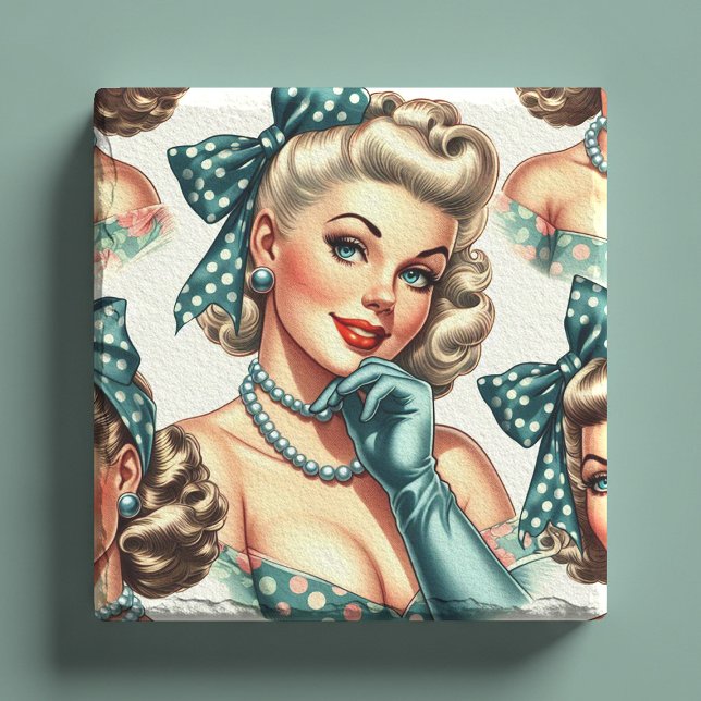 Porta-copo De Pedra Retro Cute Classic Pinup (Criador carregado)