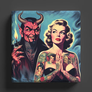 Porta-copo De Pedra Retro Diabólico Tatuado Pin-up
