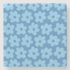 Porta-copo De Pedra Retro Floral Azul Whimsical, Cheerful, Preppy