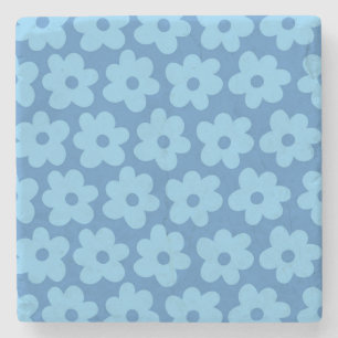 Porta-copo De Pedra Retro Floral Azul Whimsical, Cheerful, Preppy