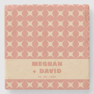 Porta-copo De Pedra Retro Groovy 70s Padrão Boho Terracotta Casamento