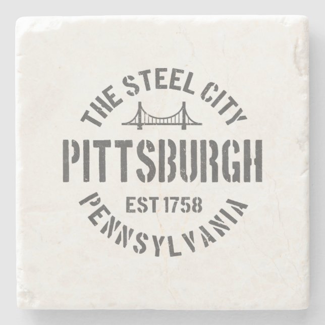 Porta-copo De Pedra Retro Steel City Pittsburgh Pensilvânia Yinz (Frente)