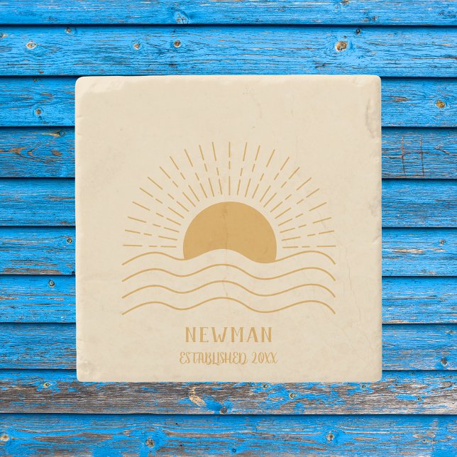 Porta-copo De Pedra Retro Summer Beach Boho Sun (Criador carregado)