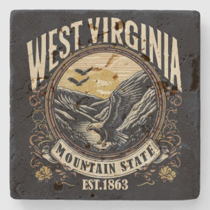 Porta-copo De Pedra Retro West Virginia