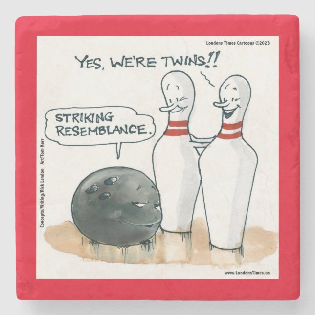 Porta-copo De Pedra Rick London Cartoons Boliches engraçadas (Frente)