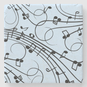 Porta-copo De Pedra Rico Music Notes Blue