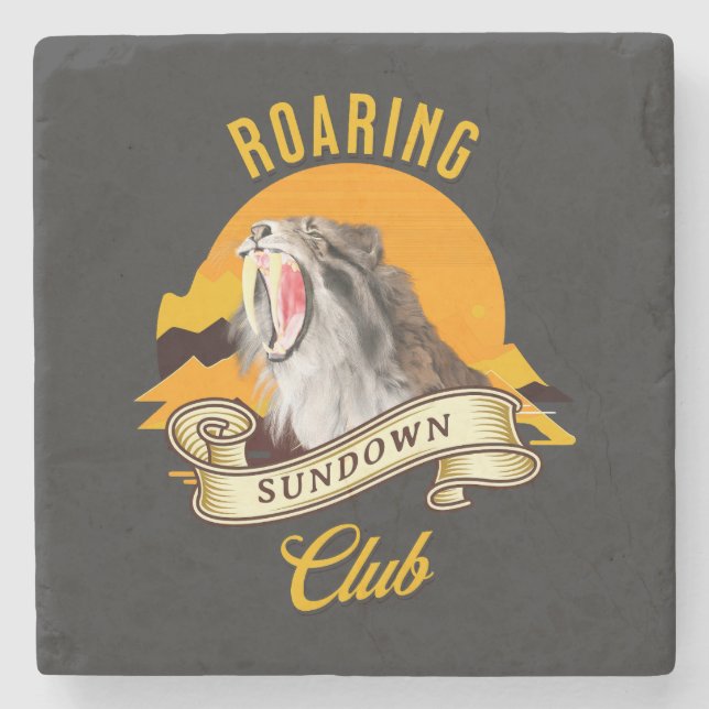 Porta-copo De Pedra Roaring Sundown Club Sabertooth Tiger (Frente)