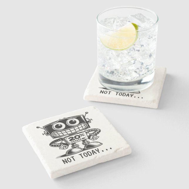 Porta-copo De Pedra Robô de baixo consumo - Não Hoje... (Lateral)