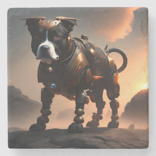 Porta-copo De Pedra Robot Staffordshire Bull Terrier, Porta copos de p