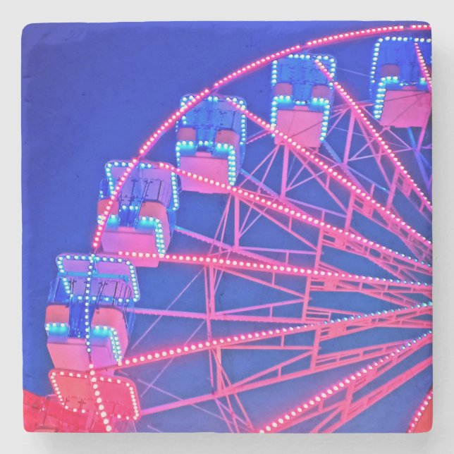 Porta-copo De Pedra Roda-férris azul e vermelha (Frente)