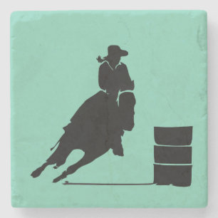 Porta-copo De Pedra Rodeo Theme Cowgirl Barrel Racing Silhouette