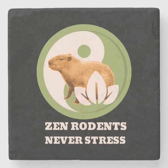 Porta-copo De Pedra Roedores Zen Nunca Estressam Humor do Capivara (Frente)