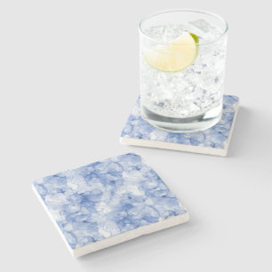 Porta-copo De Pedra Roios de tinta líquida de álcool em porcelana azul