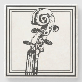 Porta-copo De Pedra Rolagem de violino preto e branco com contornos pr