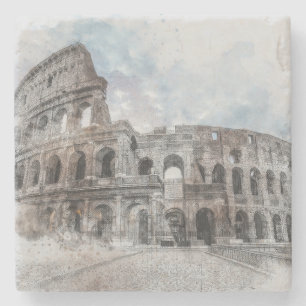 Porta-copo De Pedra Roma Itália Colosseum Viagem Art Vintage