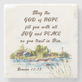 Porta-copo De Pedra Romanos 15:13 Deus da Esperança, Bíblia Cristã Ver