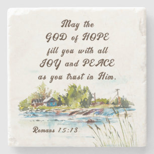 Porta-copo De Pedra Romanos 15:13 Deus da Esperança, Bíblia Cristã Ver