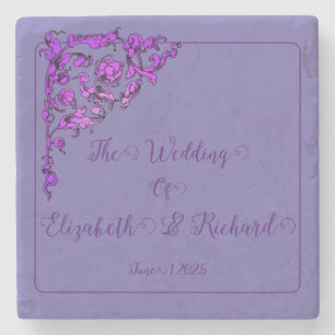 Porta-copo De Pedra Romântica, Vintage, Casamento Roxo Antiquado