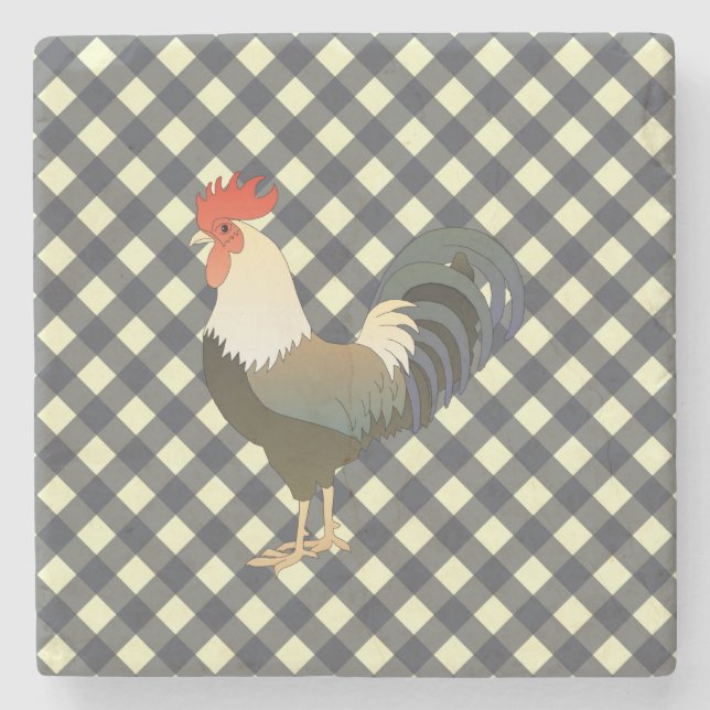 PORTA-COPO DE PEDRA ROOSTER GINGHAM (Frente)