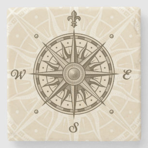 Porta-copo De Pedra Rosa de compasso do vintage