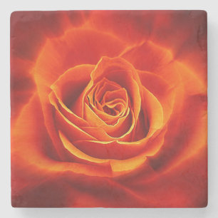 Porta-copo De Pedra Rosa de Laranja Vermelho brilhante
