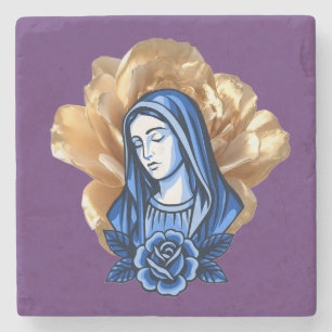 Porta-copo De Pedra Rosa Dourada Azul Mãe Maria Rica Ameixa Profunda F