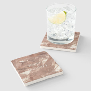 Porta-copo De Pedra Rosa Dourado Glam