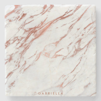 Porta-copo De Pedra Rosa Dourado Marble