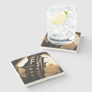 Porta-copo De Pedra Rosa Dourado Steampunk