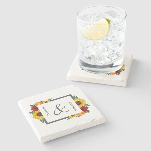 Porta-copo De Pedra Rosa Floral Sunset (Lateral)