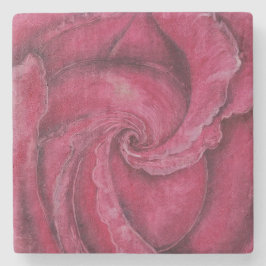 Porta-copo De Pedra Rosa vermelha fechada