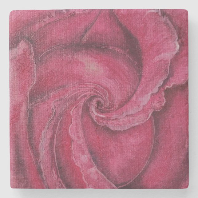 Porta-copo De Pedra Rosa vermelha fechada (Frente)