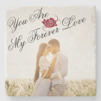 Porta-copo De Pedra rosa vermelha "My Forever Love"