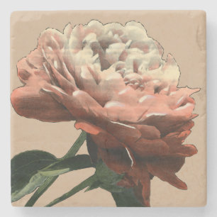 Porta-copo De Pedra Rosa vermelha Ruby com Destaques Brancos