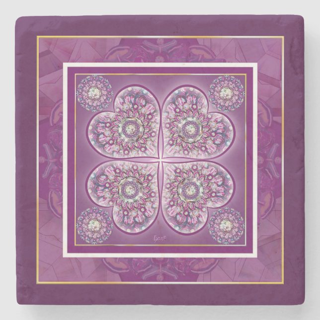 Porta-copo De Pedra Rosace vermelho cardinal (Frente)