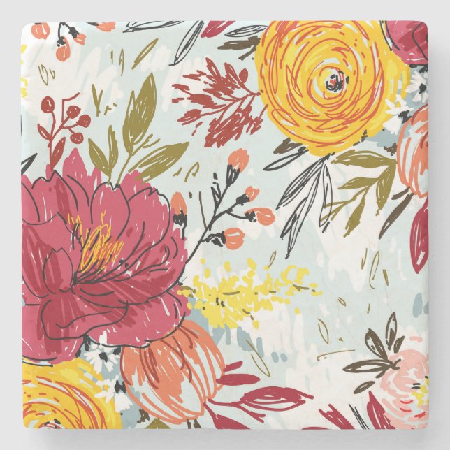 Porta-copo De Pedra Rosas bonitas (Frente)