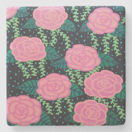 Porta-copo De Pedra Rosas de Lixo Rosa