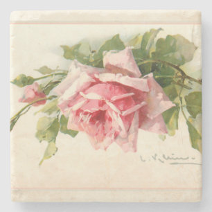Porta-copo De Pedra Rosas Pastel pálidos do rosa do vintage