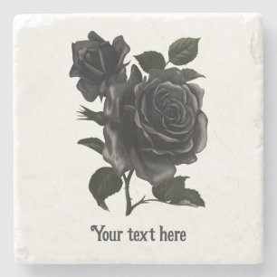 Porta-copo De Pedra Rosas Pretas Personalizadas Góticas Vintage